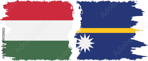 Free Download Nauru and Hungary grunge flags connection vector - GFXLoad