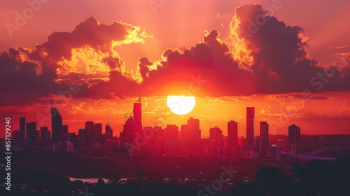 Fototapeta Naklejka Na Ścianę i Meble -  sunset over the city