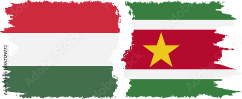 Free Download Suriname and Hungary grunge flags connection vector - GFXLoad