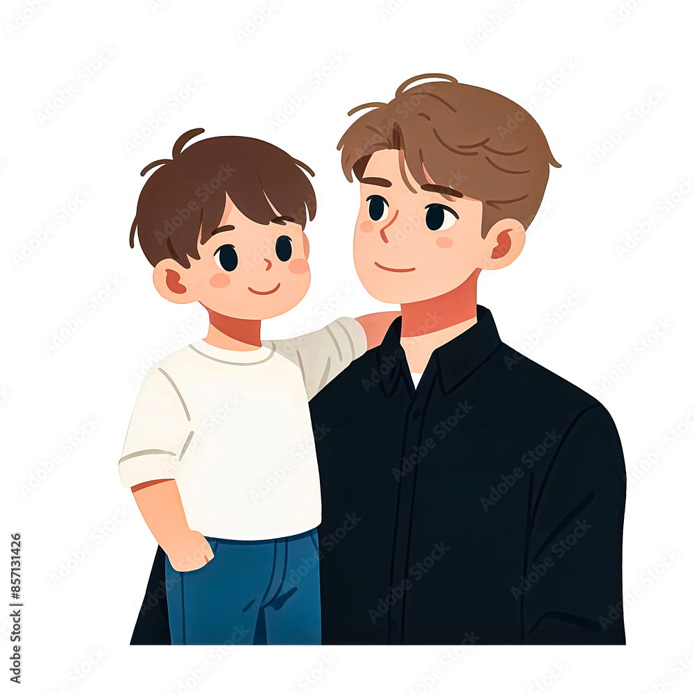 Vector illustration of brother embracing younger brother with love and warmth on white background. Vector illustration of brother embracing younger brother with love and warmth on white background.