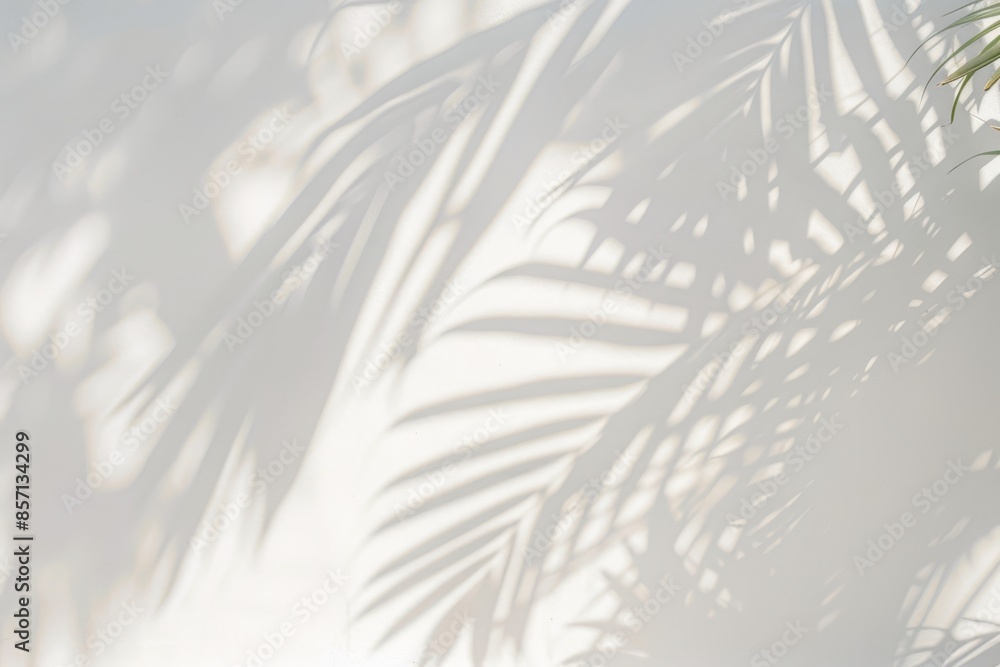 Obraz premium plan white wall with soft leaf shadows