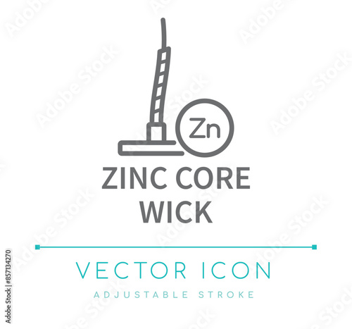 Zinc Core Wick Candle Line Icon