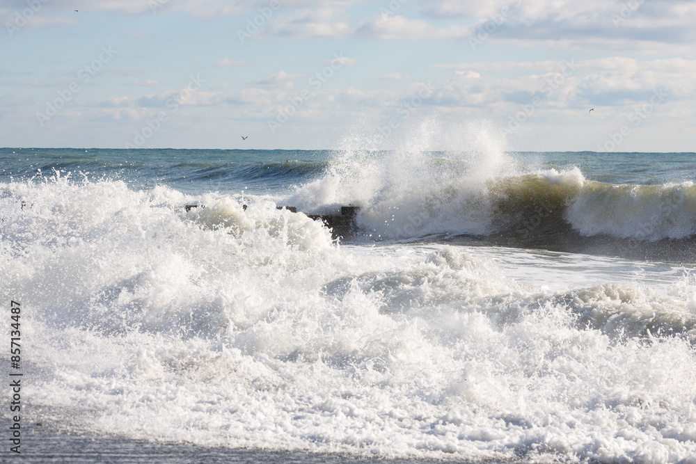 Stormy lwaves on the beach of Sochi, Russia, Black Sea Stormy lwaves on the beach of Sochi, Russia, Black Sea