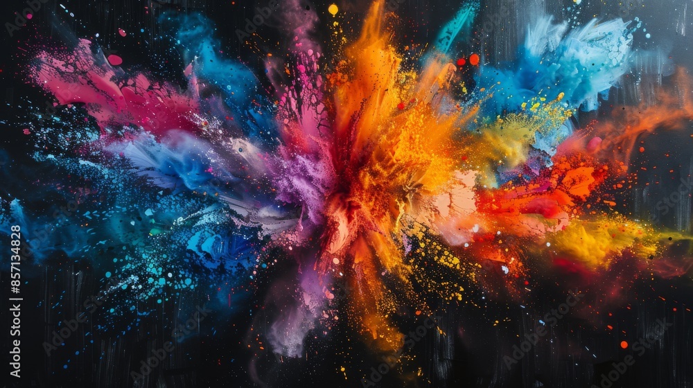Abstract Colorful Explosion on Black Background Abstract Colorful Explosion on Black Background