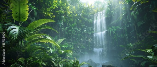 Lush Rainforest Waterfall. © Starkreal