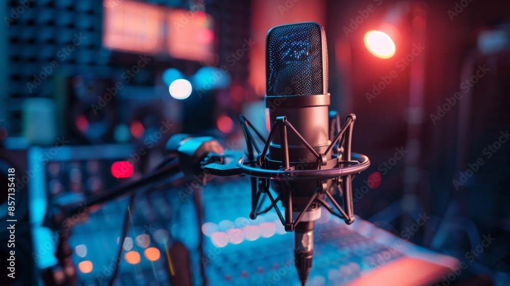 Professional Microphone in Music Recording Studio Professional Microphone in Music Recording Studio