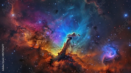 Cosmic Dance of Colors in the Carina Nebula photo