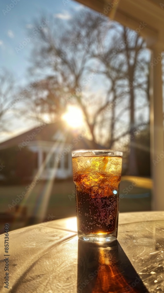 A refreshing glass of iced coffee on a sunny day A refreshing glass of iced coffee on a sunny day