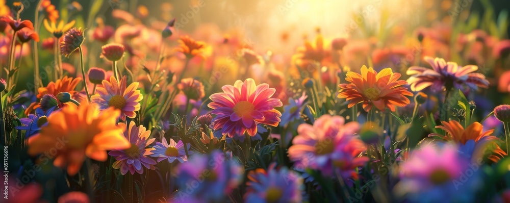 Vibrant flowers in a sunlit garden Vibrant flowers in a sunlit garden