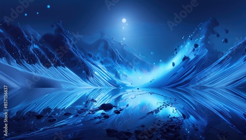 Futuristic Blue Digital Abstract Landscape Art photo