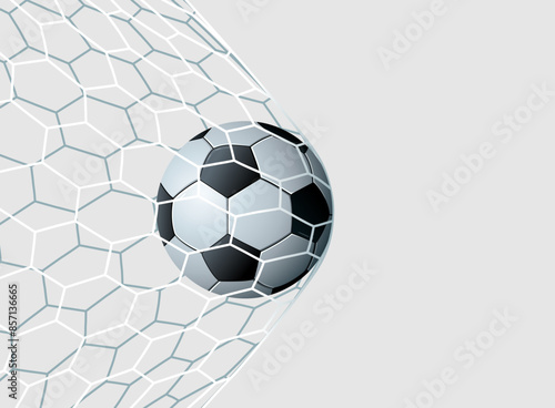 Realistic leather soccer ball in the net. Germany euro soccer cup