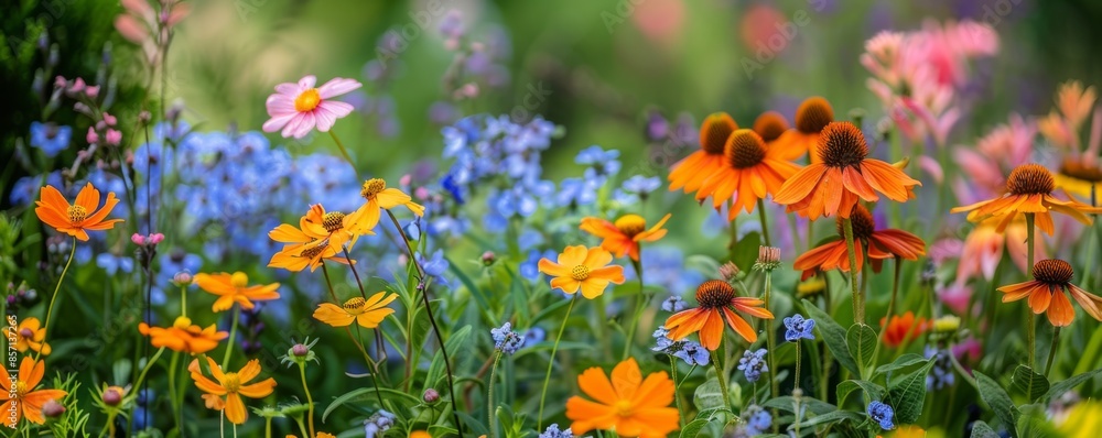 Vibrant summer blooms in a garden Vibrant summer blooms in a garden
