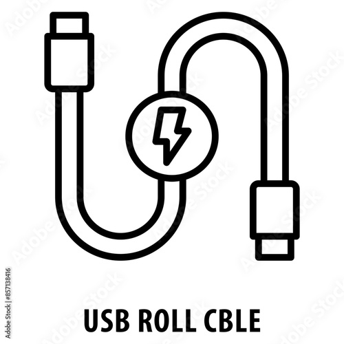 USB roll Cble Icon simple and easy to edit for your design elements