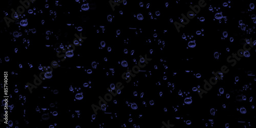 Blue water bubbles.Water bubbles. Macro shot of colorful water drops with shallow depth of field. Bubbles floating in water. Realistic air water foam bubble with rainbow colors. transparent gas bubble
