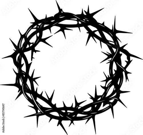 crown of thorns, simple black and white vector