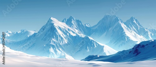 Snowy Mountain Range Landscape.