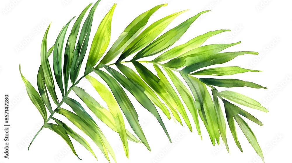 Tropical Palm Leaf Watercolor Isolated on White Background Tropical Palm Leaf Watercolor Isolated on White Background