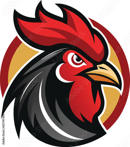 head of a rooster mascot logo, Rooster mascot sport logo design, 