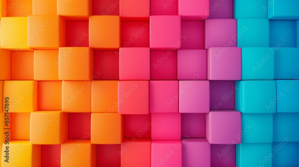 abstract geometric pattern with vibrant colors - rainbow gradient cube wall. abstract geometric pattern with vibrant colors - rainbow gradient cube wall.