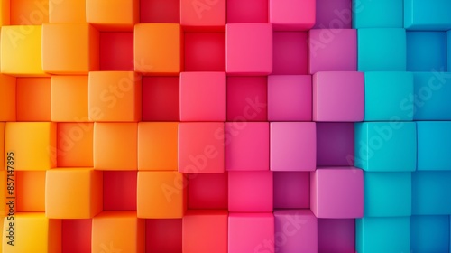 abstract geometric pattern with vibrant colors - rainbow gradient cube wall.