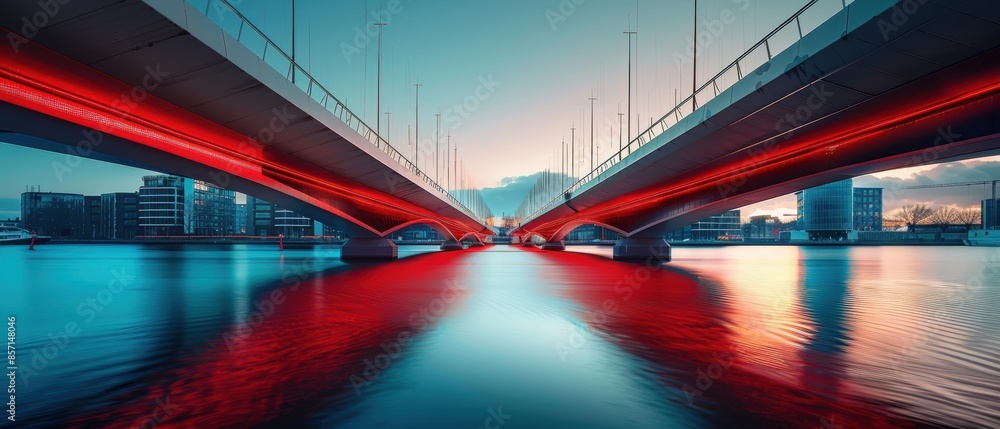Obraz premium Red Bridge Reflection.