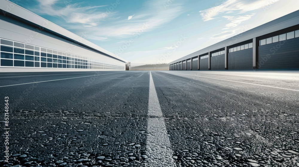 Empty road at building exterior AI generated Empty road at building exterior AI generated