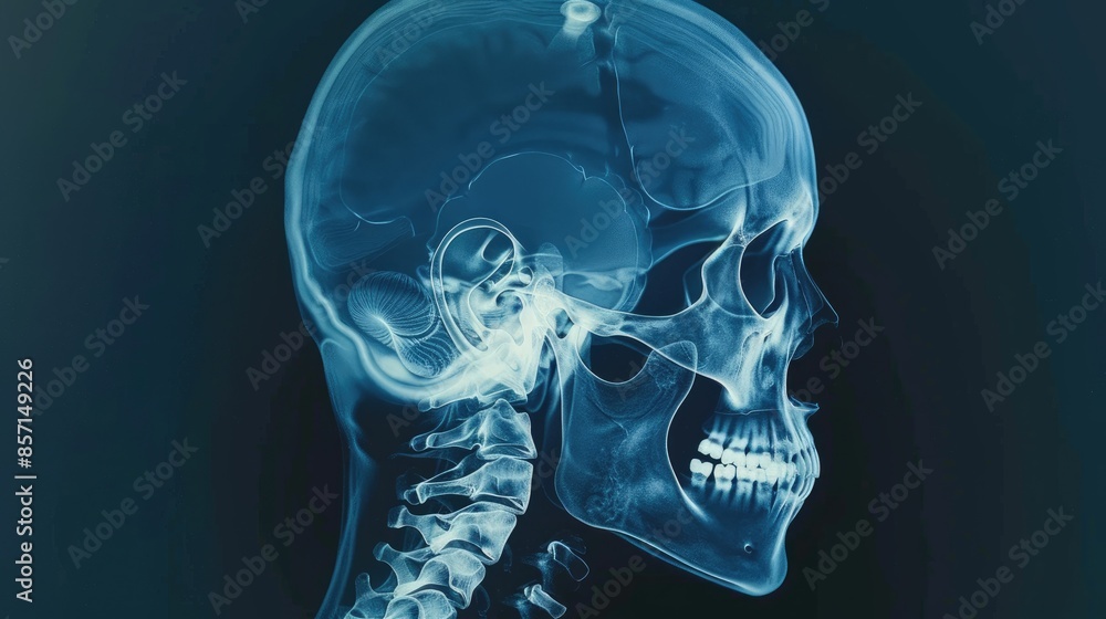 X-ray film of head. X-ray film of head.