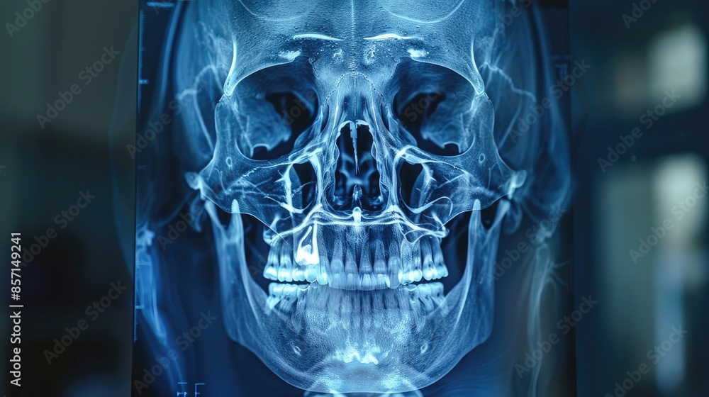 X-ray film of head. X-ray film of head.
