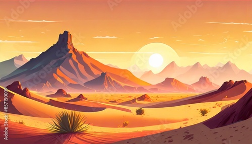 beautiful view of sunset at desert