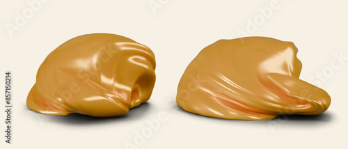 Golden mass in realistic style. Luxurious cream, butter. Decorative element