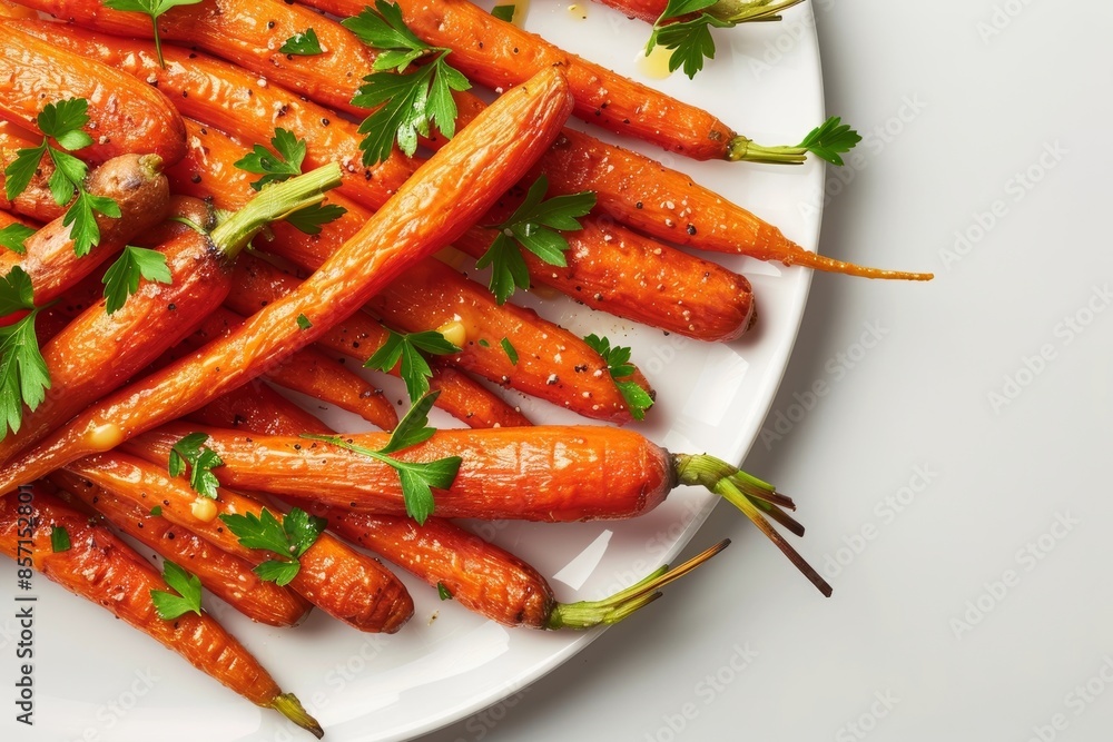 Gourmet Glazed Carrots on White Tablecloth Gourmet Glazed Carrots on White Tablecloth