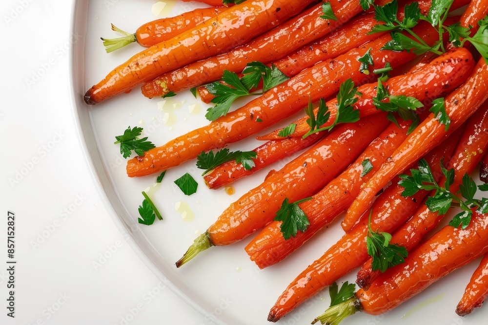 Elegant Candied Carrots on Plate Elegant Candied Carrots on Plate