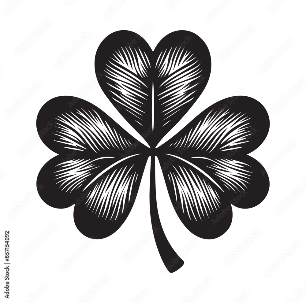 Four leaf clover icon illustration Black icon isolated on white background silhouette Four leaf clover icon illustration Black icon isolated on white background silhouette
