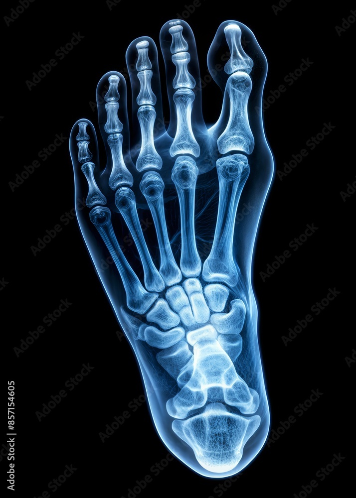High-Tech Top-View Foot X-Ray with Black Background High-Tech Top-View Foot X-Ray with Black Background