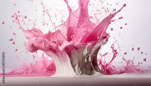 Pink and White Paint Splash Art