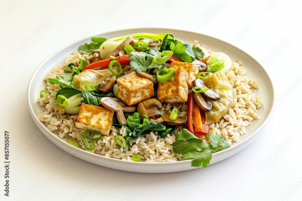 Colorful Camping Tofu Skin Stir-Fry with Bok Choy and Rice Colorful Camping Tofu Skin Stir-Fry with Bok Choy and Rice