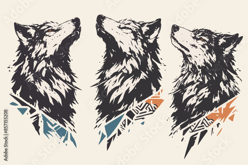 illustration of a wolf's face