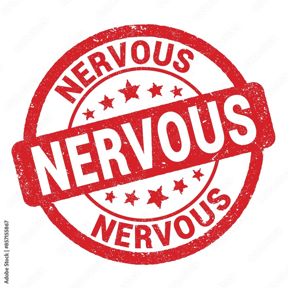 NERVOUS text written on red round stamp sign. NERVOUS text written on red round stamp sign.