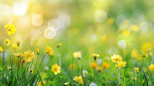 Green field in the morning light.