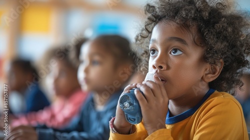 Asthma Education A child learning about asthma management in a school health class