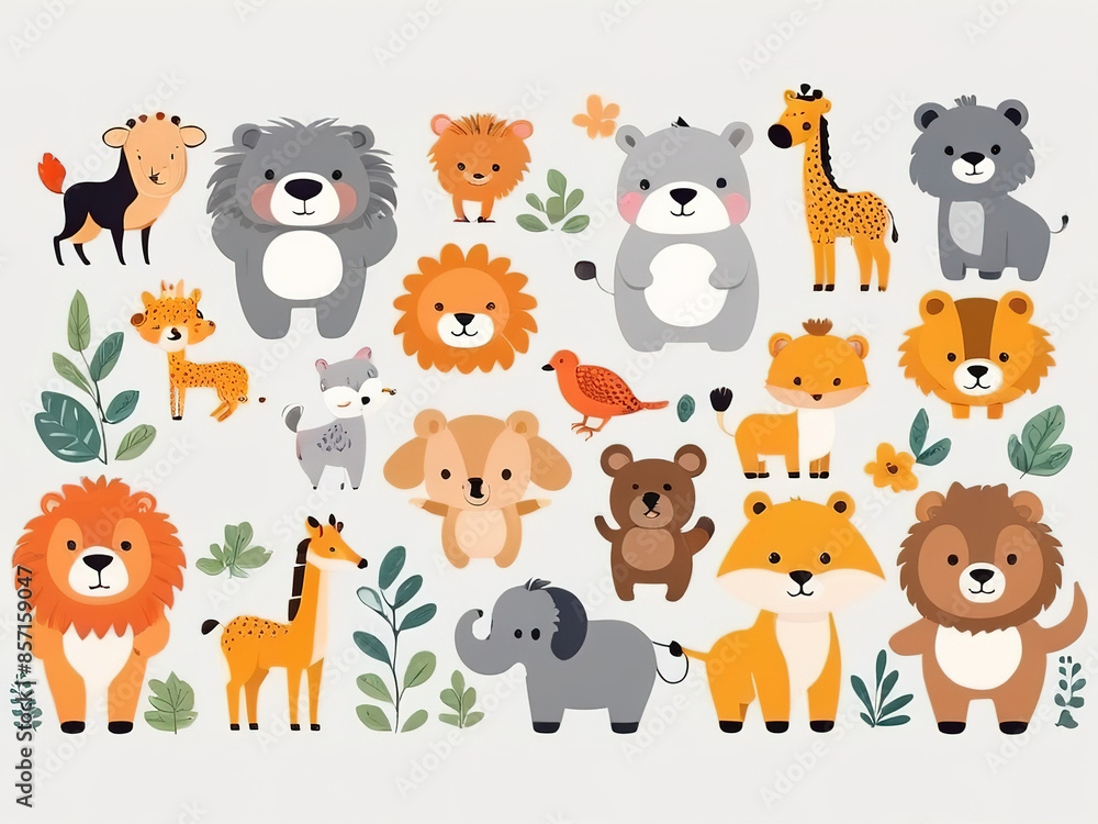 Cartoons including wild animals clipart. Vector illustration Cartoons including wild animals clipart. Vector illustration