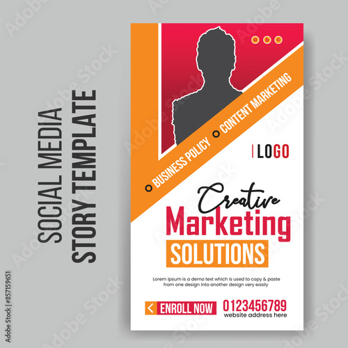 Creative business agency Instagram story design or digital marketing promotional social media stories template and conference webinar