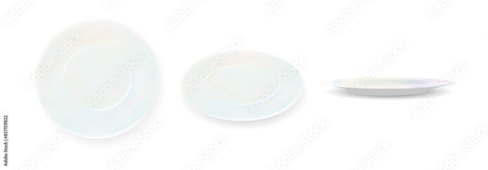 Plate. Set isolated white porcelain plates vector mockup in a realistic ...