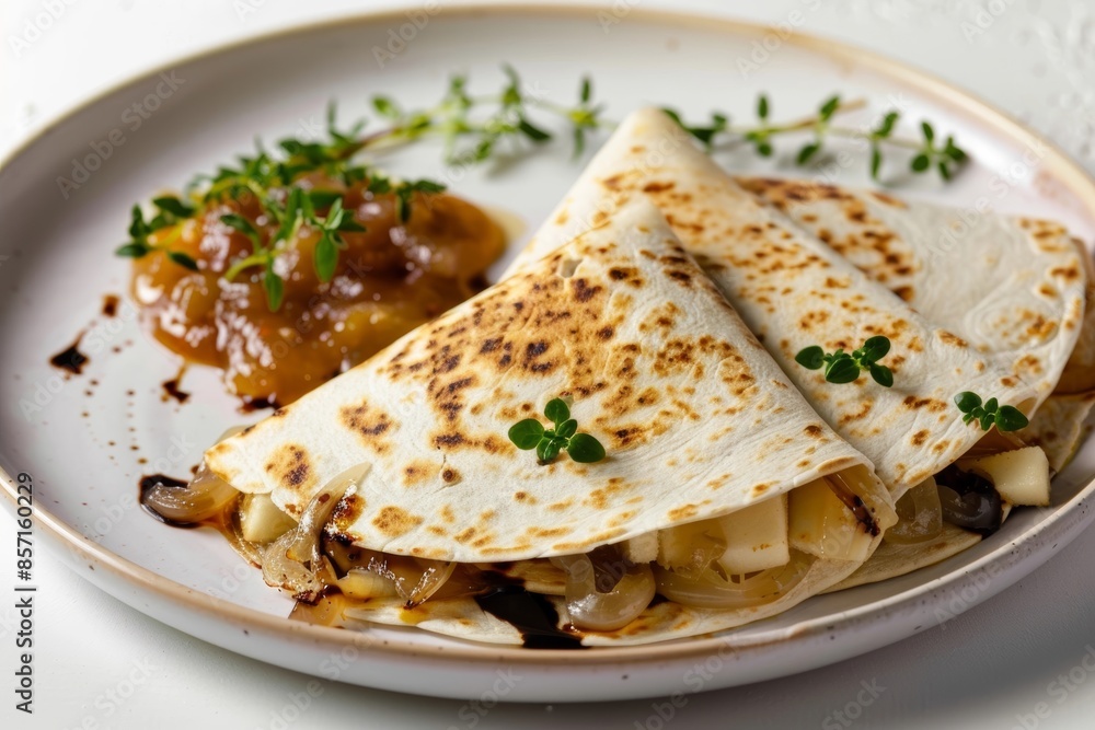 Vibrant Camembert Quesadilla with Caramelized Onions and Apple Chutney Vibrant Camembert Quesadilla with Caramelized Onions and Apple Chutney