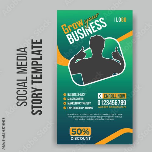 Creative business agency Instagram story design or digital marketing promotional social media stories template and conference webinar