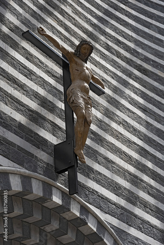 Kreuz in der Kirche von Mario Botta in Mogno, Maggiatal, Kanton Tessin, Schweiz photo