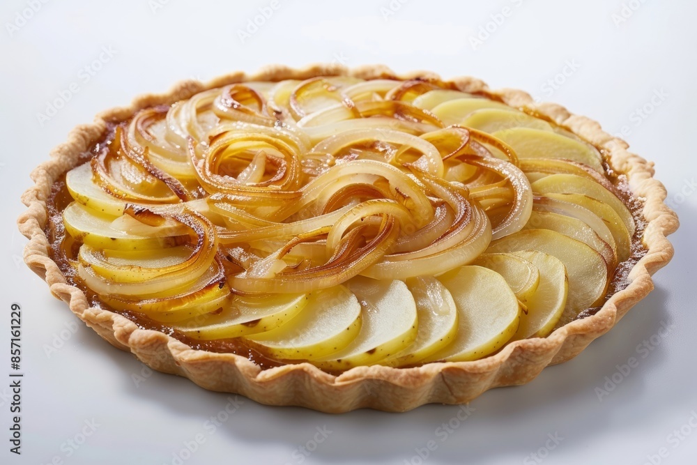 Perfectly Cooked Caramelized Onion and Potato Tart with Melted Butter Perfectly Cooked Caramelized Onion and Potato Tart with Melted Butter