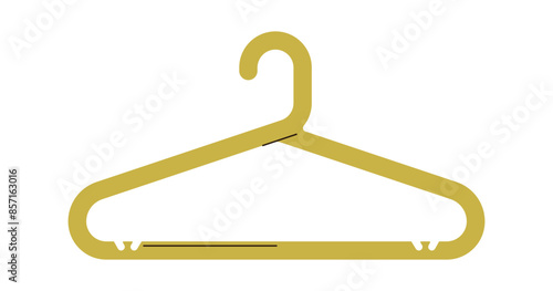 Plastic clothes hanger and empty accessory with hook for garment hanging, wardrobe, closet item, apparel storage, cloakroom object isolated on white background flat vector illustration.
