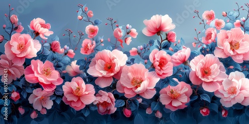 Wallpaper Mural Delicate Pink Flowers Against a Blue Sky Torontodigital.ca