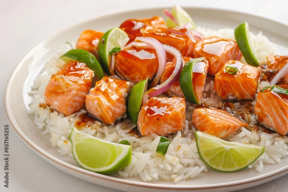 Flavorful Caramel Salmon with Fresh Lime Wedges